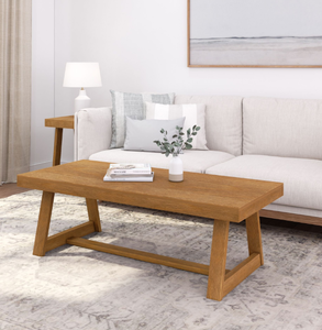lot 45 image: PlankBeam Farmhouse Coffee Table, 54 Solid Wood Tables for Living Room, Rectangular Center Table