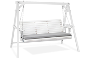 lot 44 image: VINGLI 5 ft Outdoor Porch Swing, Patio Hanging Swing for Yard, Garden, White