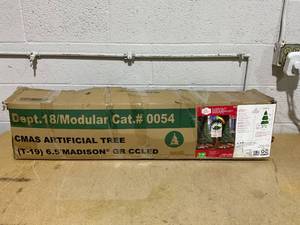 lot 138 image: 6.5 ft Pre-Lit Madison Pine Artificial Christmas Tree with 250 Color-Changing LED Lights and Stand, by Holiday Time