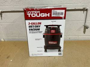 lot 144 image: Hyper Tough 3 Gallon 3.5 HP Poly Wet Dry Vacuum for Home, Car, Garage & Workshop