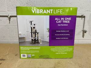 lot 147 image: Vibrant Life 7-Level 65 Multi-Functional Cat Tree Activity Tower with Hammock, Brown & Cream