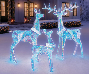 lot 85 image: Members Mark Pre-Lit Prismatic Deer Family, Set of 3