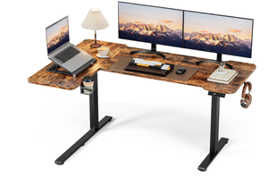 lot 96 image: 59 Inch L Shaped Standing Desk Adjustable Height, Electric Corner Standing Desk