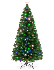 lot 127 image: Best Choice Products Pre-Lit Fiber Optic Pine Christmas Tree w Multicolor & LED Lights