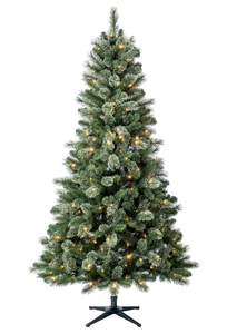 lot 128 image: 7.5 Pre-Lit Liberty Cashmere Pine Green Artificial Christmas Tree with Color-Changing LED Lights and Quick Set, by Holiday Time