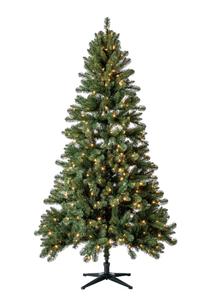 lot 132 image: 7 Pre-Lit Duncan Fir Green Artificial Christmas Tree with Color-Changing LED Lights and Quick Set, by Holiday Time
