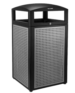 lot 303 image: Alpine Industries 40 Gal. Steel All-Weather Vented Outdoor Commercial Garbage Trash Can with Lid and Liner