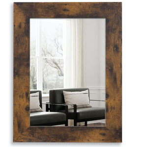 lot 305 image: Syndra Wood Mirror with Frame, Rustic 24X32 Inch Wall Mounted Vanity Mirror with Large Wood Frame