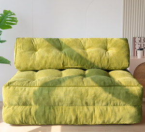 lot 310 image: MAXYOYO Folding Sofa Bed, Convertible Sleeper Chair with Pilow Foldable Matress with Back Support, Portable Fold Out Chair Bed for Living Room Bedroom, Green Double