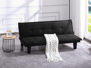lot 324 image: Lepfun Convertible Folding Sofa Bed, Futon Sofabed with 3 Adjustable Positions for Living Room, Home, 63.8 x29.9x 28.3, Black