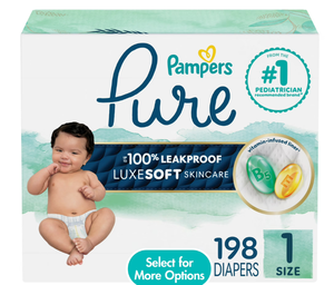 lot 337 image: Pampers Pure Diapers Size 1, 198 Count