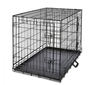 lot 355 image: Vibrant Life Wire Dog Crate, Double-Door, Divider and Leak-Proof Tray, Metal, Foldable, Durable, Black, 36