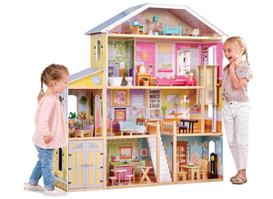 lot 361 image: KidKraft Majestic Mansion Wooden Dollhouse with 34-Piece Accessories, Working Elevator and Garage, Gift for Ages 3