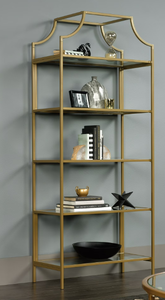 lot 362 image: Sauder International Lux 5 Shelf Metal Bookcase in Satin Gold