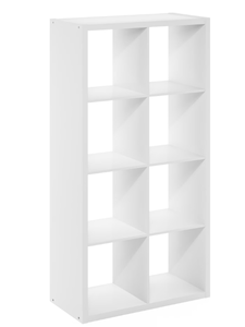lot 363 image: Furinno Cubicle Open Back Decorative Cube Storage Organizer, 8-Cube, White