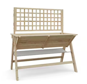 lot 370 image: Garvee 52 in. x 30 in. x 54 in. Unfinished Wood Elevated Garden Planter Raised Bed with Trellis and Legs