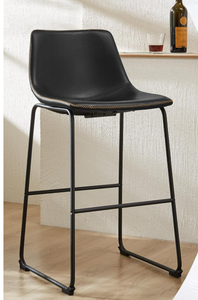 lot 375 image: Counter Height Bar Stool, 30 inch Leather Barstool Modern Bar Stool with Back