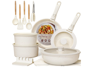 lot 453 image: Astercook Ceramic Non-stick Cookware 21 Pcs Pots and Pans Set