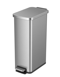 lot 457 image: Better Homes & Gardens Kitchen Trash Can, 7.9 Gallon Stainless Steel Slim Step Lid Garbage Bin, Silver
