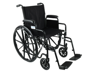 lot 24 image: Equate Lightweight Foldable Steel Wheelchair with 18 Seat and Swing-Away Footrests, 350 lb Capacity