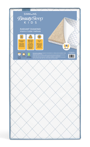 lot 218 image: Simmons BeautySleep Kids Radiant Diamond Crib and Toddler Mattress, Waterproof, Extra Firm, GREENGUARD Gold, Sustainably Sourced Fiber Core, WhiteBlue