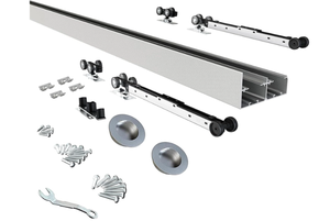 lot 225 image: JUBEST 8FT96 Heavy Duty Bypass Door Hardware with Soft Close Mechanism, Sliding Closet Door Hardware Set for 2 Door System, Smoothly and Quietly, Fit Door Thickness 1 38 or 1 34, Easy to Install