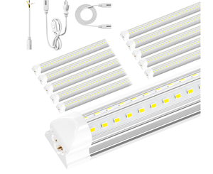 lot 235 image: 8ft LED Shop Light - 90W 12000lm 5000K, 8 Foot LED Shop Light Fixture, V Shape Bulbs for Garage, Workshop, Warehouse, Plug and Play, Energy Efficient (10 Pack)