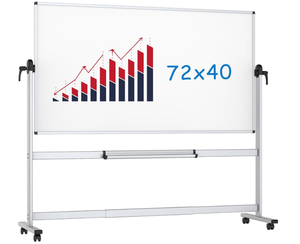 lot 249 image: VIZ-PRO Double-Sided Magnetic Mobile Whiteboard, 72 x 40 Inches, Rolling Dry Erase Board Easel Stand on Wheels with Aluminium Frame for School Office Home