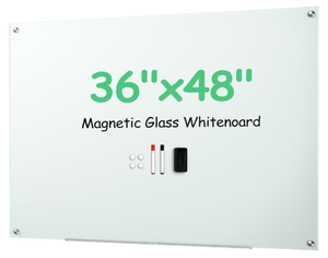 lot 300 image: VUSIGN Glass Dry Erase Board for Wall, 36 x 48 Magnetic Dry Erase Board, Large Frameless Mounted White Board Dry Erase for Office, Home, School