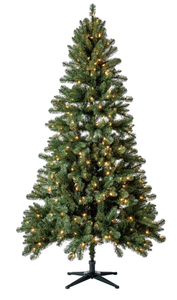 lot 134 image: 7 Pre-Lit Duncan Fir Green Artificial Christmas Tree with Color-Changing LED Lights and Quick Set, by Holiday Time. LIGHTS DO NOT WORK