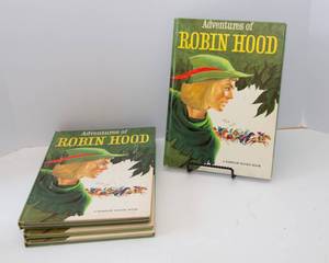 lot 33 image: Set of 5 Vintage 1953 Adventures of Robin Hood Hardcover Books