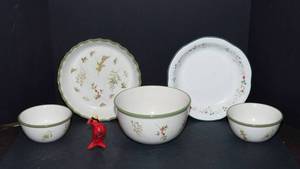 lot 64 image: Holiday Kitchenware Lot  Sonoma Holly Greens & Pfaltzgraff