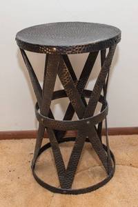 lot 83 image: Metal Side Table  15 Diameter  24.5 Tall