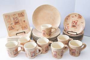 lot 115 image: Sonoma Summer Fields Dinnerware  Place Setting for 8