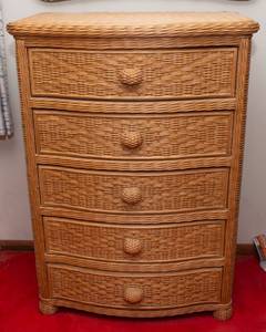 lot 134 image: Vintage Pier 1 San Angelo Collection Wicker Dresser  33W x 20.5D x 47T