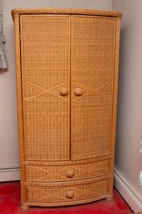 lot 144 image: Light Tan Wicker Armoire  San Angelo Collection by Pier 1