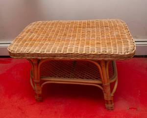lot 151 image: Light Tan Wicker Coffee Table  Real Wicker