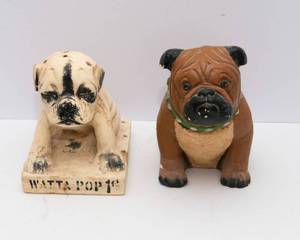 lot 167 image: Vintage Chalkware Watta Pop Dog & Vintage Bulldog Figurine