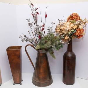 lot 178 image: Set of 3 Large Metal Vases  17 Tall