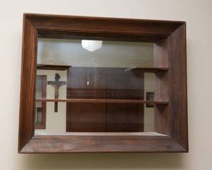 lot 202 image: Mirror with Display Shelving  29 W x 23 H x 5 D