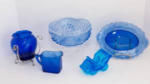 lot 236 image: Variety of Blue-Colored Glass