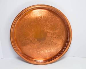 lot 253 image: Gregorian Large Copper Serving Tray  18 Diameter