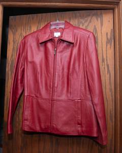 lot 245 image: Apt. 9 Red Lambskin Leather Jacket  Size Medium