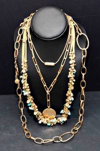 lot 222 image: Set of 4 Gold-Tone Necklaces