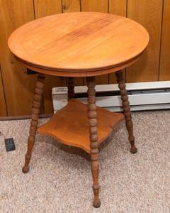 lot 242 image: Circular Wooden Side Table  24 Diameter x 28.5 Tall