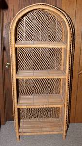 lot 284 image: RattanWicker Shelf with Curved Top  65.5 H x 27 W x 13.25 D