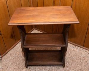 lot 279 image: Wooden Side Table with Two Shelves  22 W x 12 D x 25.5 H