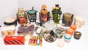 lot 306 image: Assortment of Candles and Candle Holders  Includes Vintage Claire Burke Items