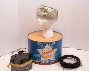 lot 311 image: Set of 2 Vintage Hats with Black Netting Veils