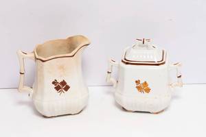 lot 321 image: Antique Royalstone China Wedgewood & Co. Creamer and Sugar Bowl
